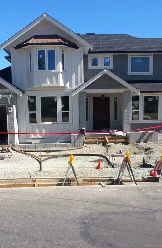 Formed concrete driveway ready for pour at a custom home in Oak Bay, BC